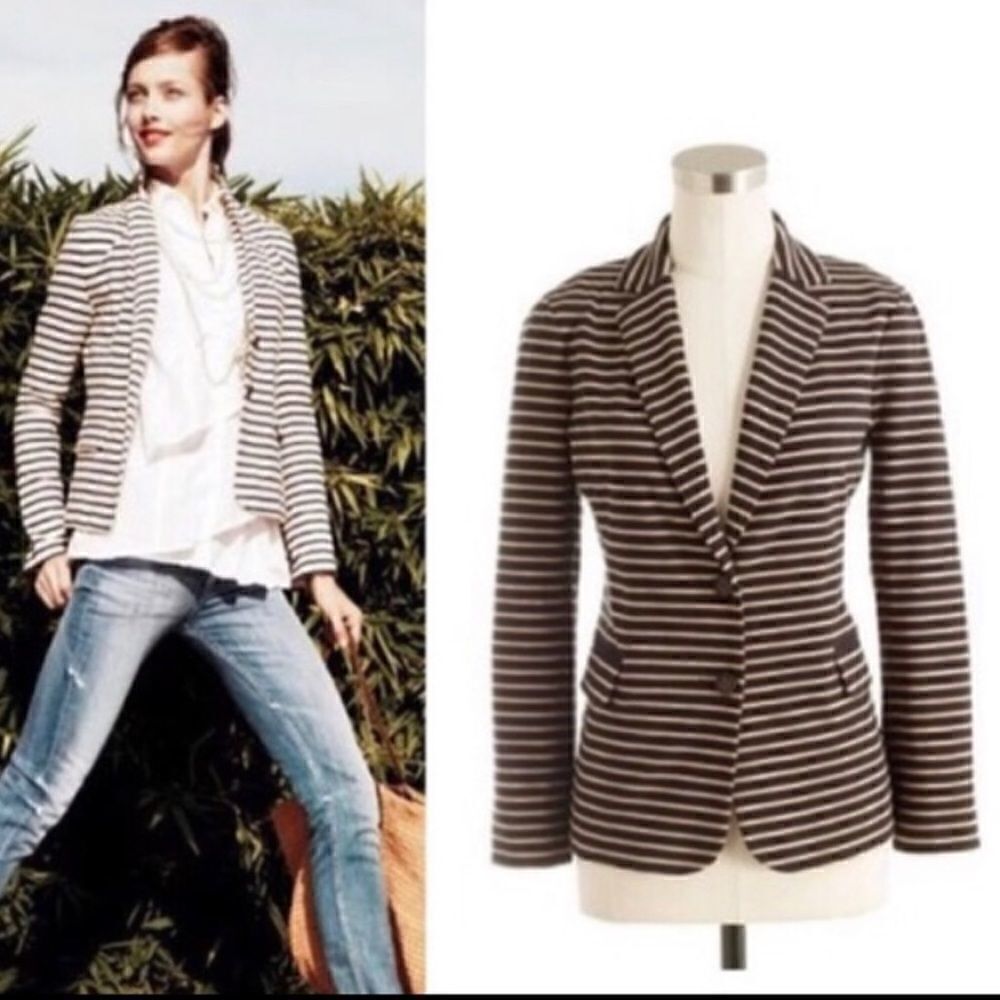 J. Crew Maritime blazer suit coat jacket nautical XS EUC striped